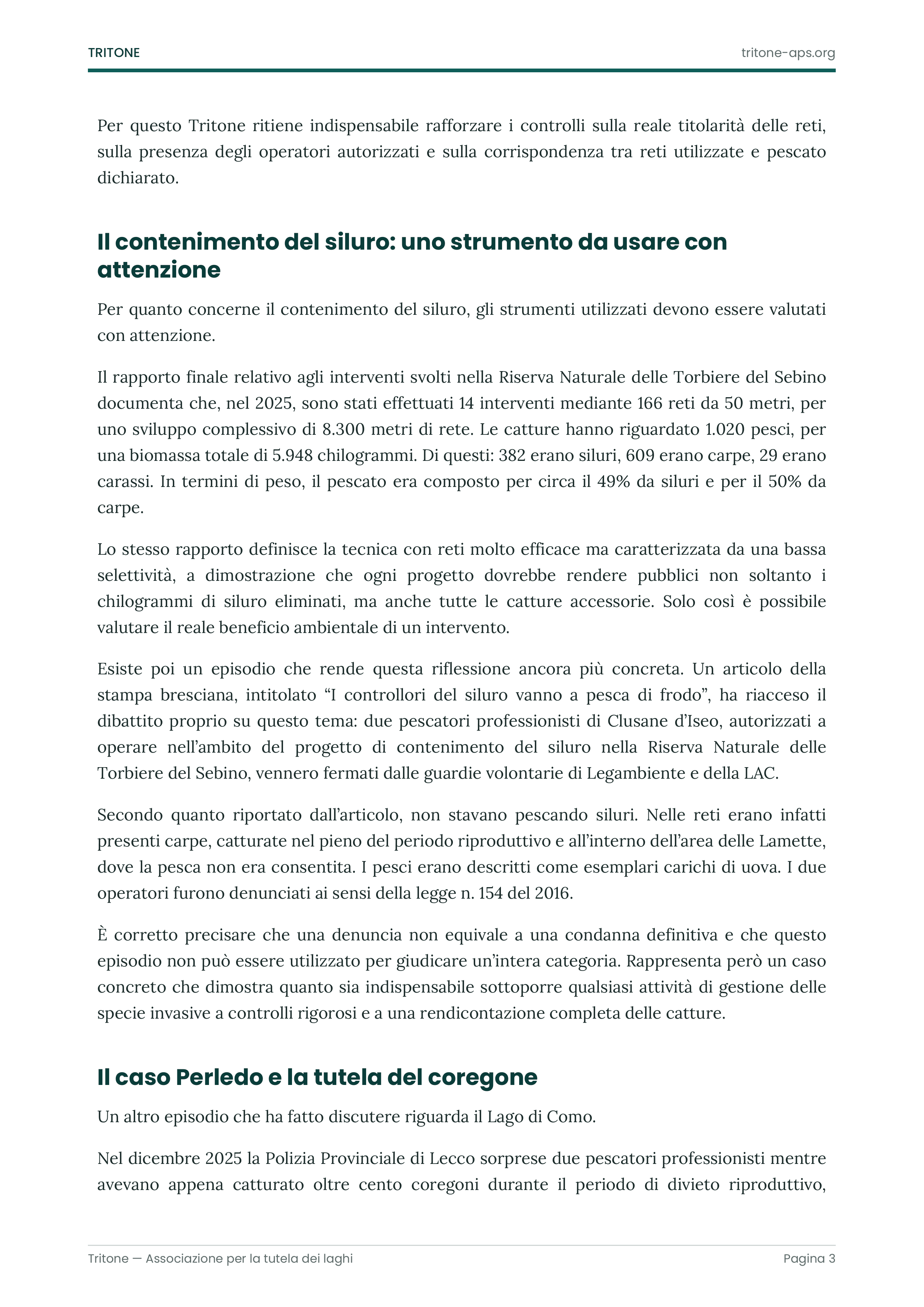 Pagina 3 del documento sulla pesca professionale nelle acque interne