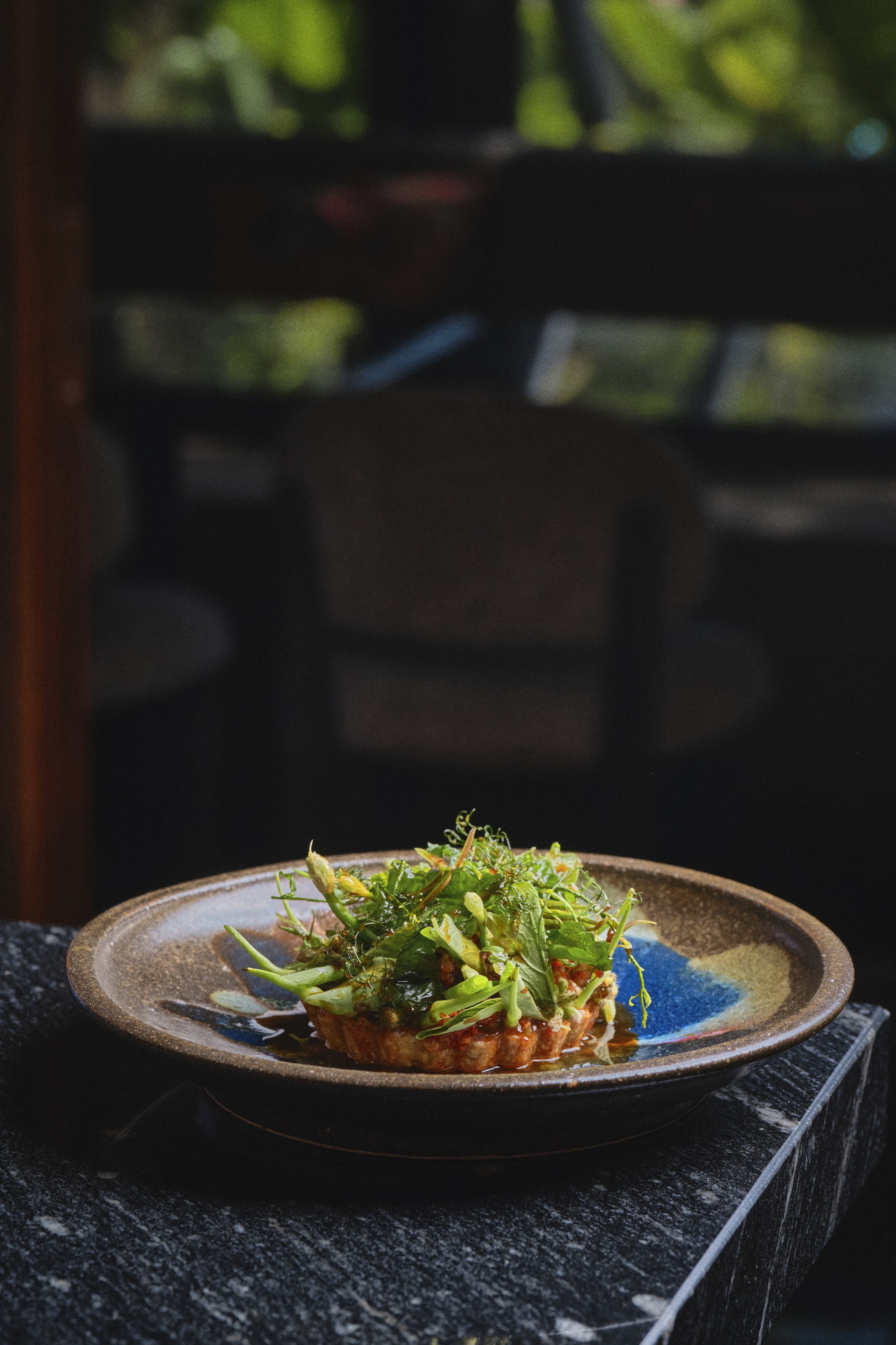 Butcher's Pie, Wild Herbs, Fermented Garlic Root