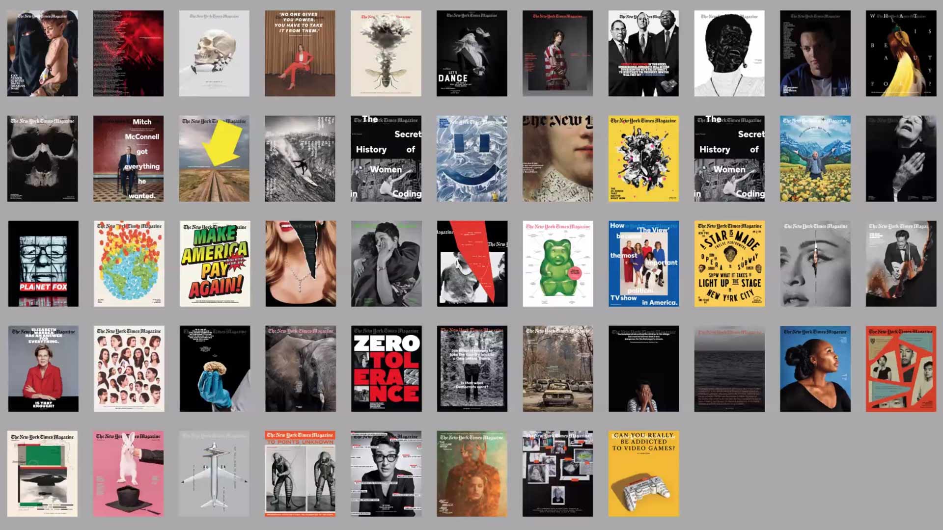 grid of 51 magazine covers
