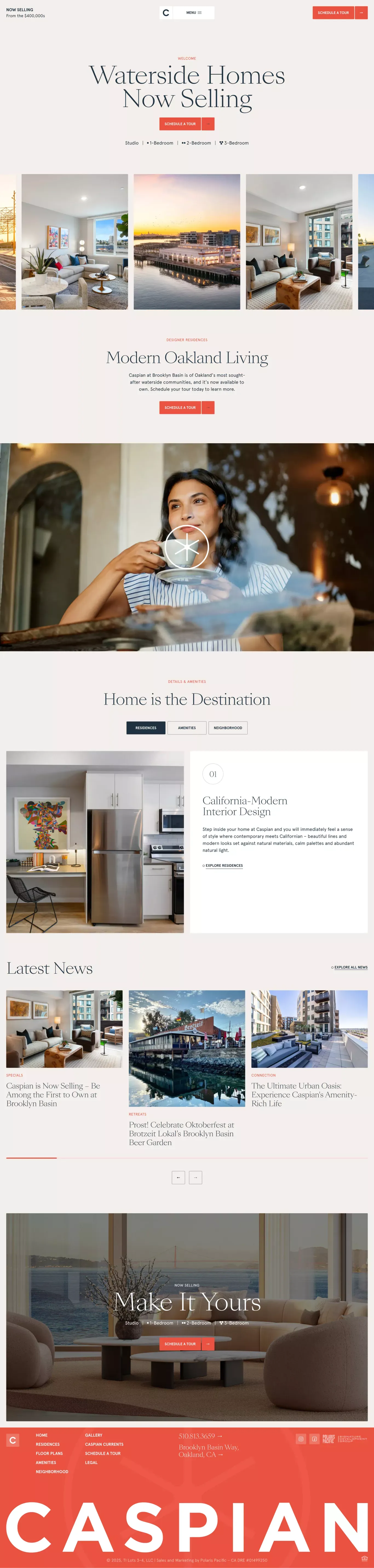 Caspian Home portfolio page screenshot showcasing Architecture and Furniture & Interiors design