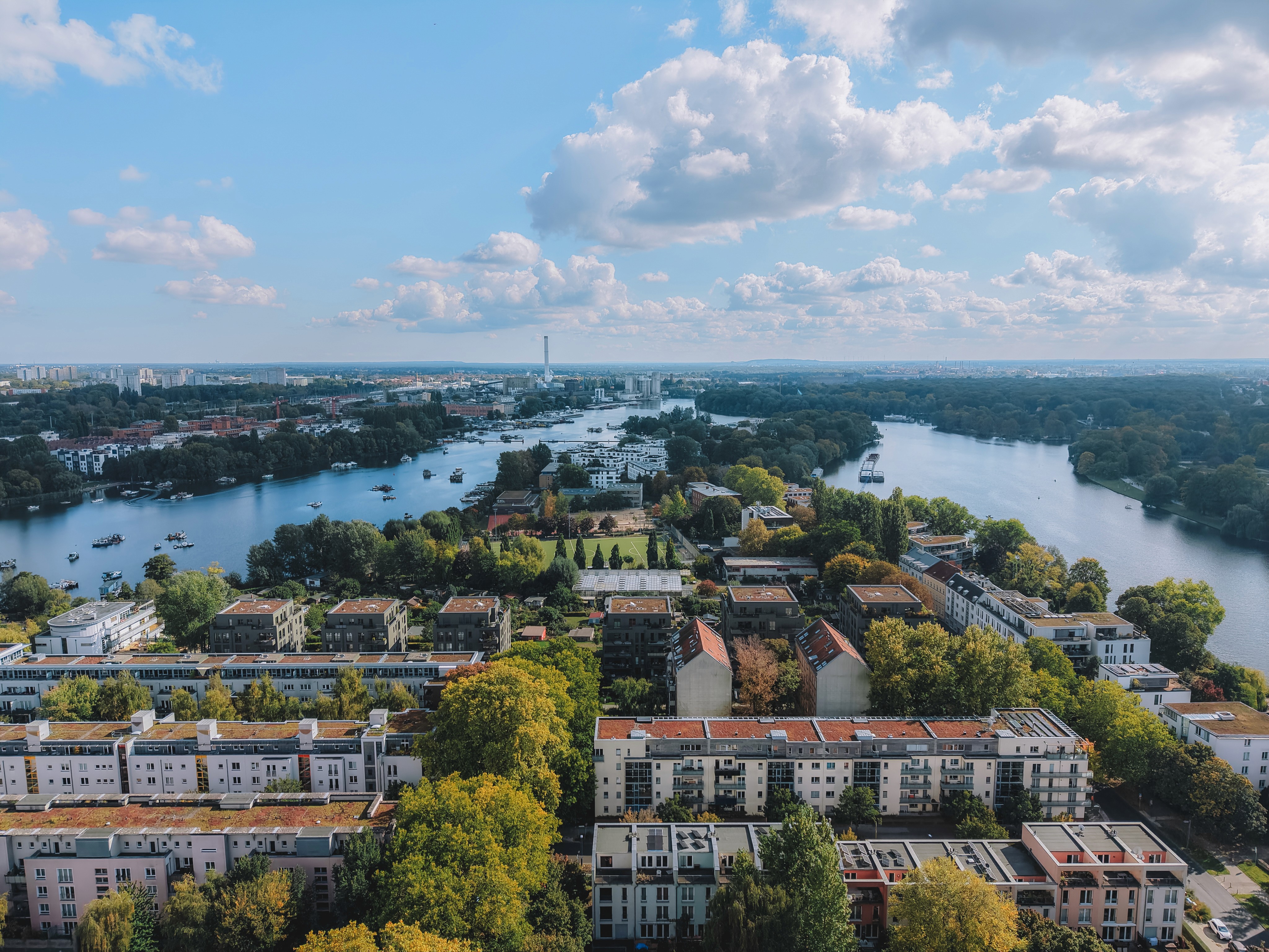 Drohnenfoto Luftaufnahme Alt Stralau Berlin Immobilienfotografie