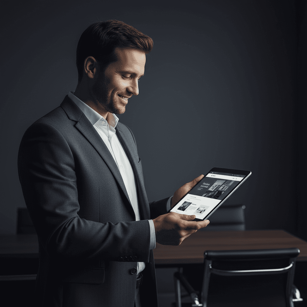 Cumulus customer looking at their redesigned website on a tablet