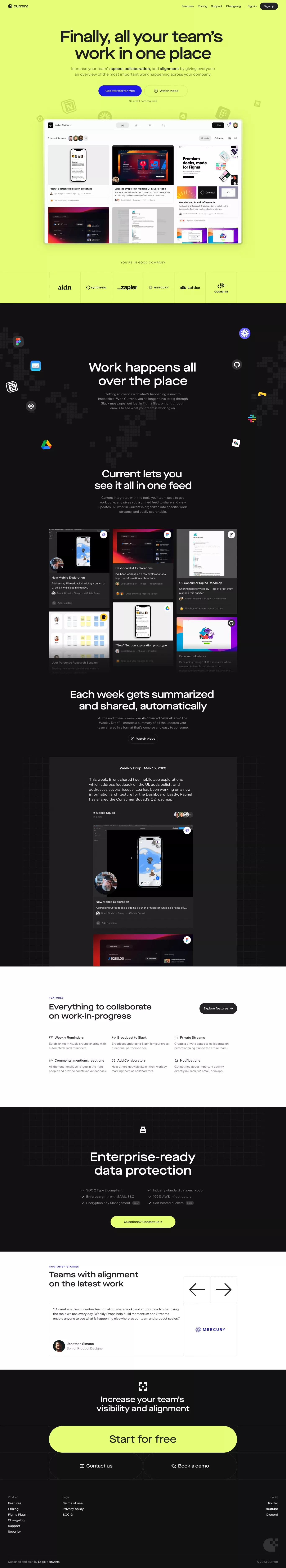 Current landing page screenshot showcasing Tech design