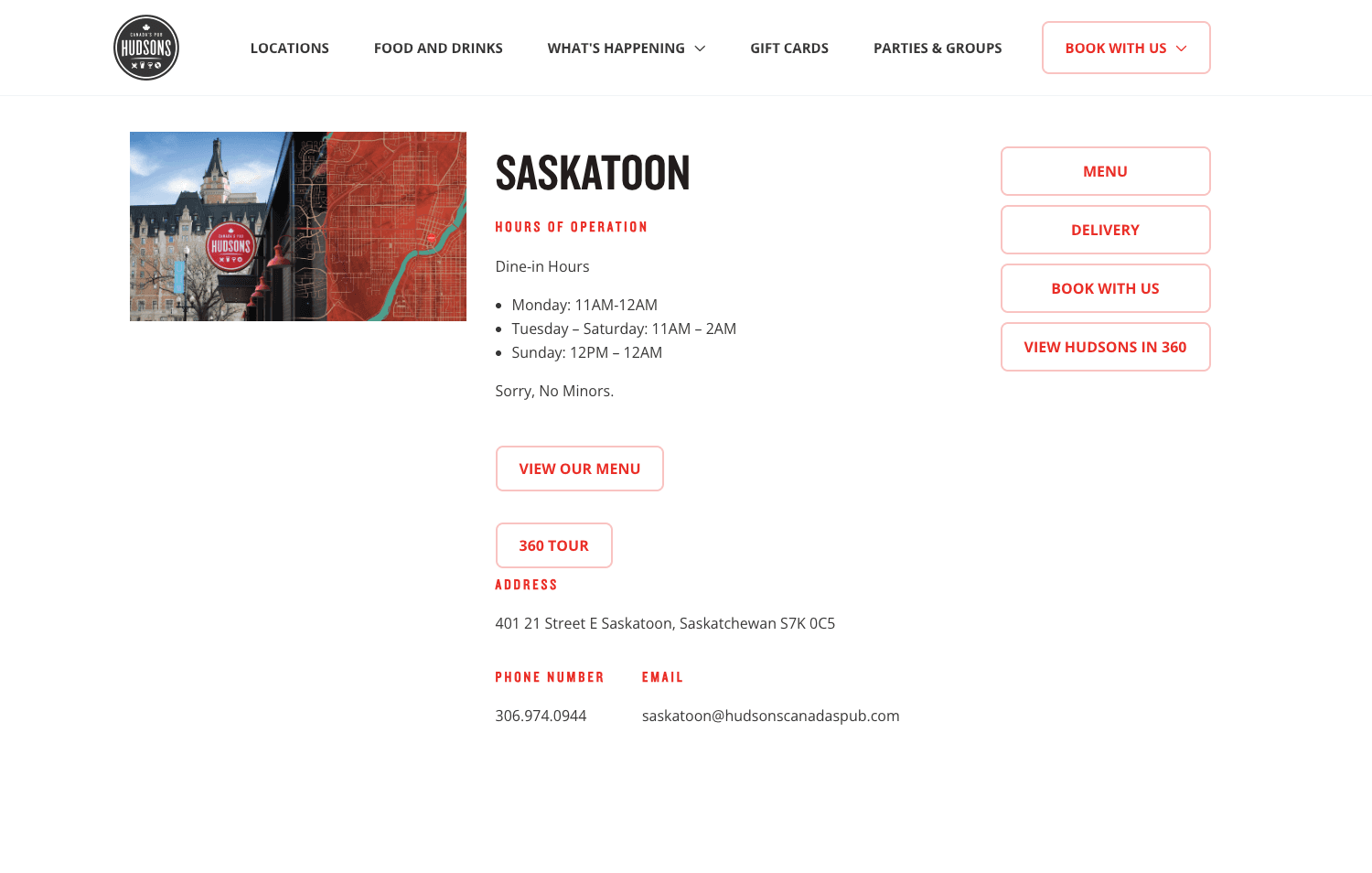 Hudsons Canada's Pub location component