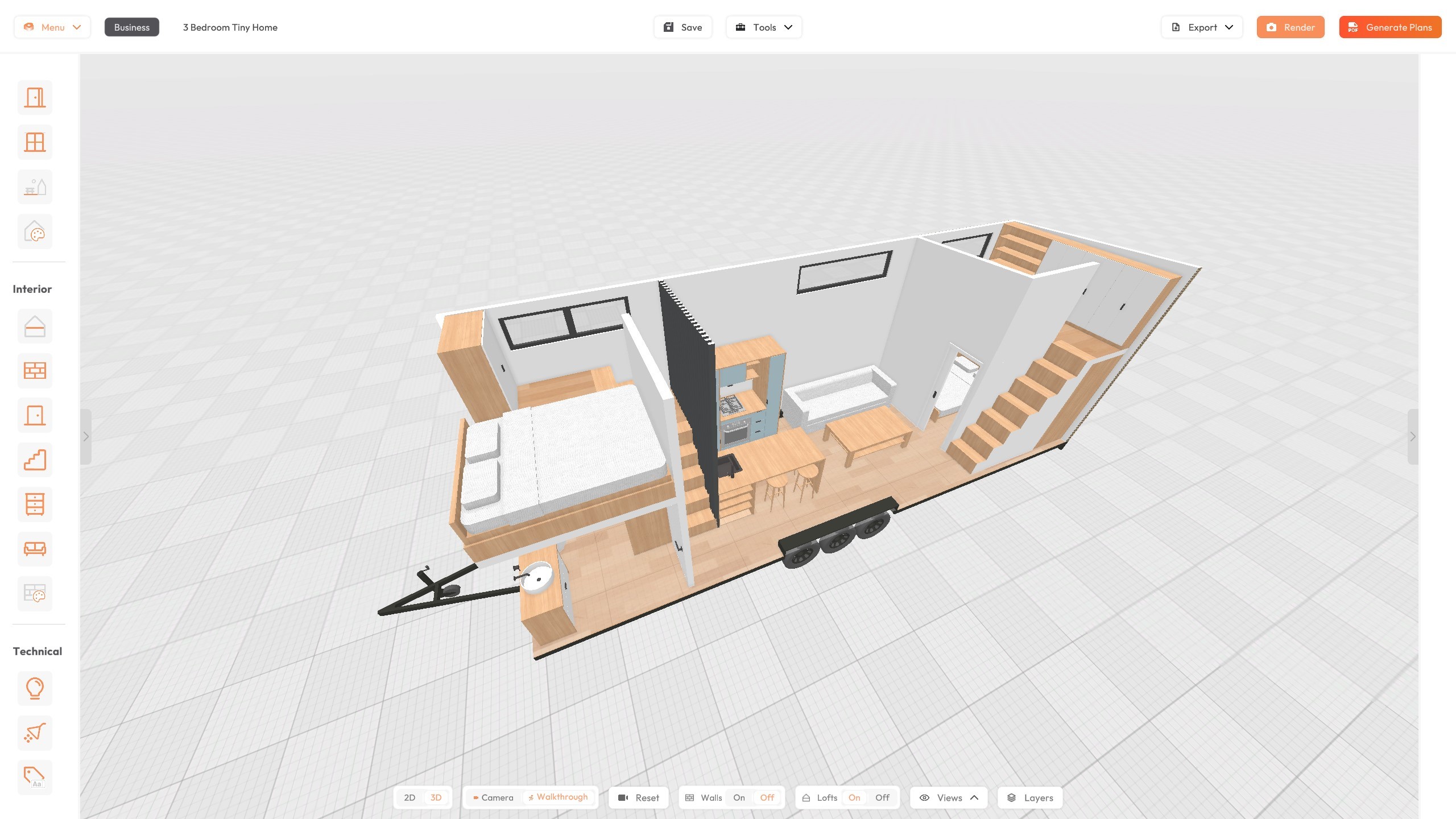 3 Bedroom Tiny House In 3D Tiny House Design Software