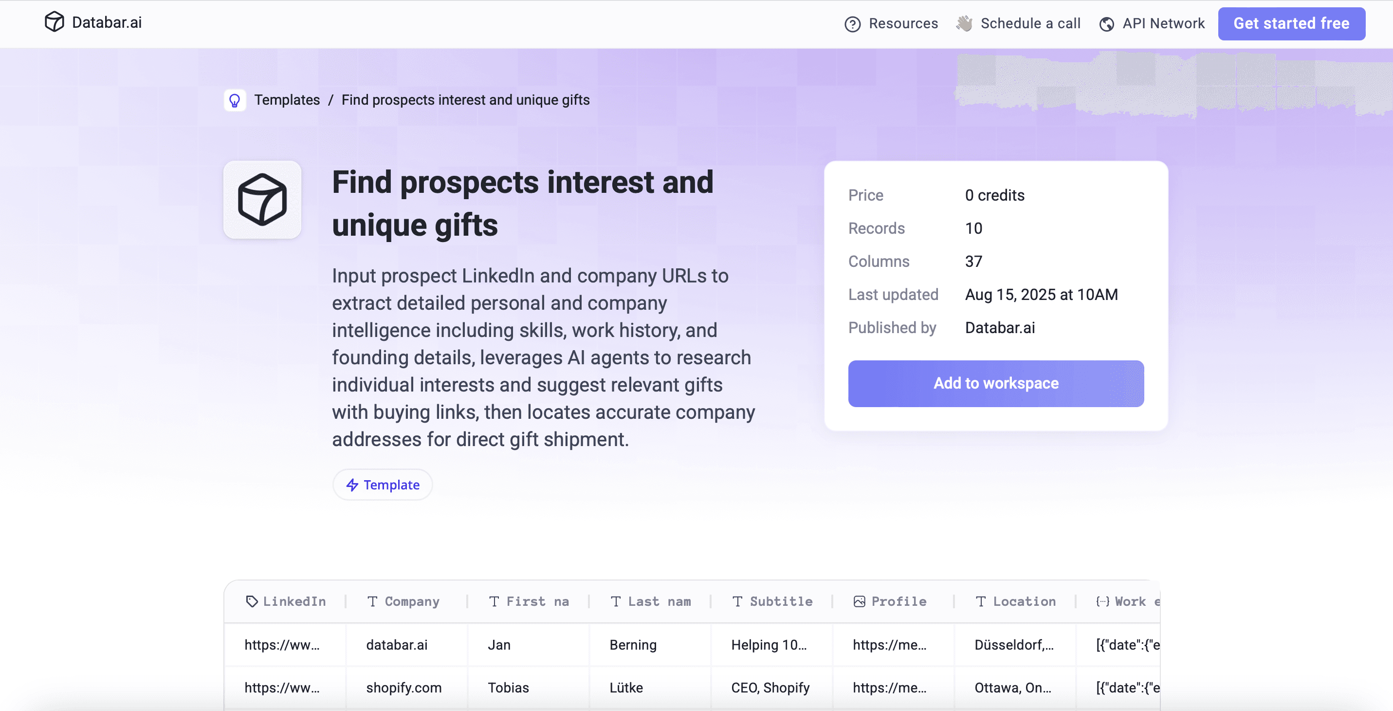 Find prospects interest and gift template