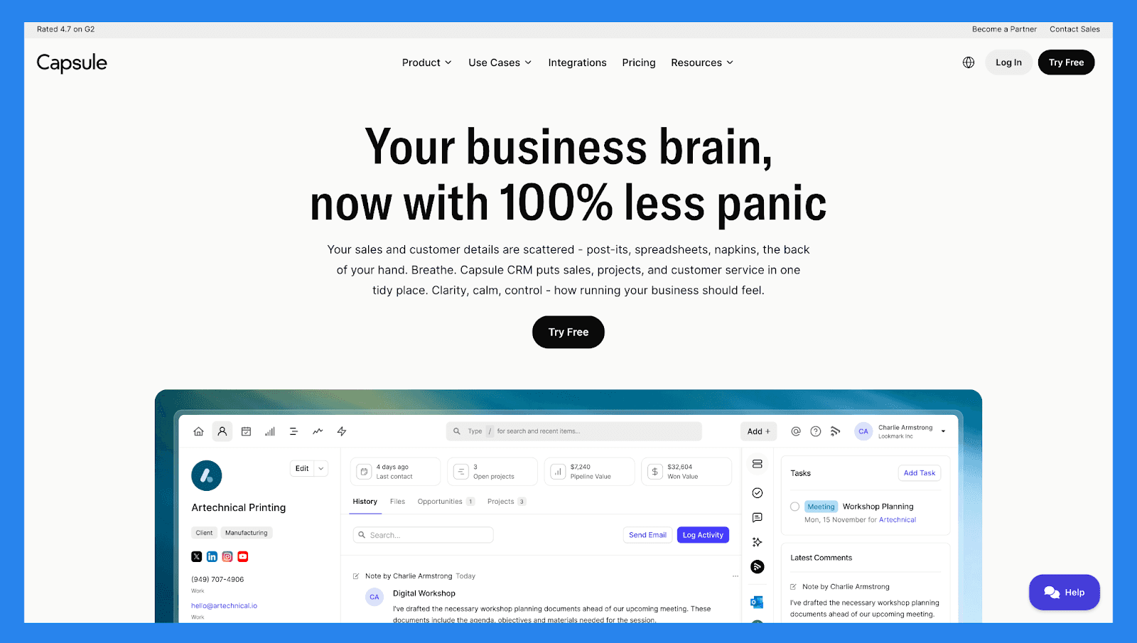 Capsule – Best for: Small businesses that want simple lead tracking