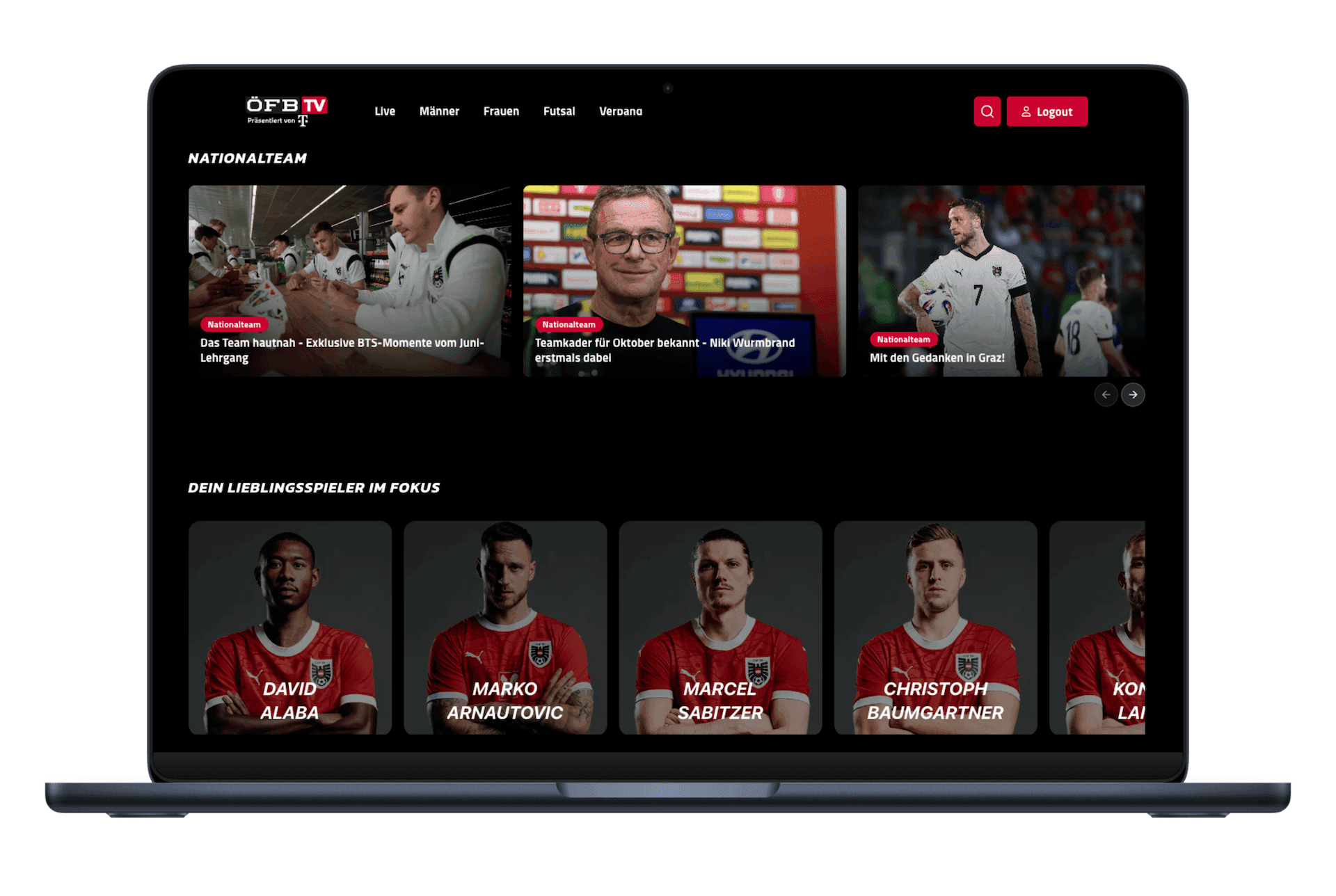 Screenshot von ÖFB TV auf Desktop