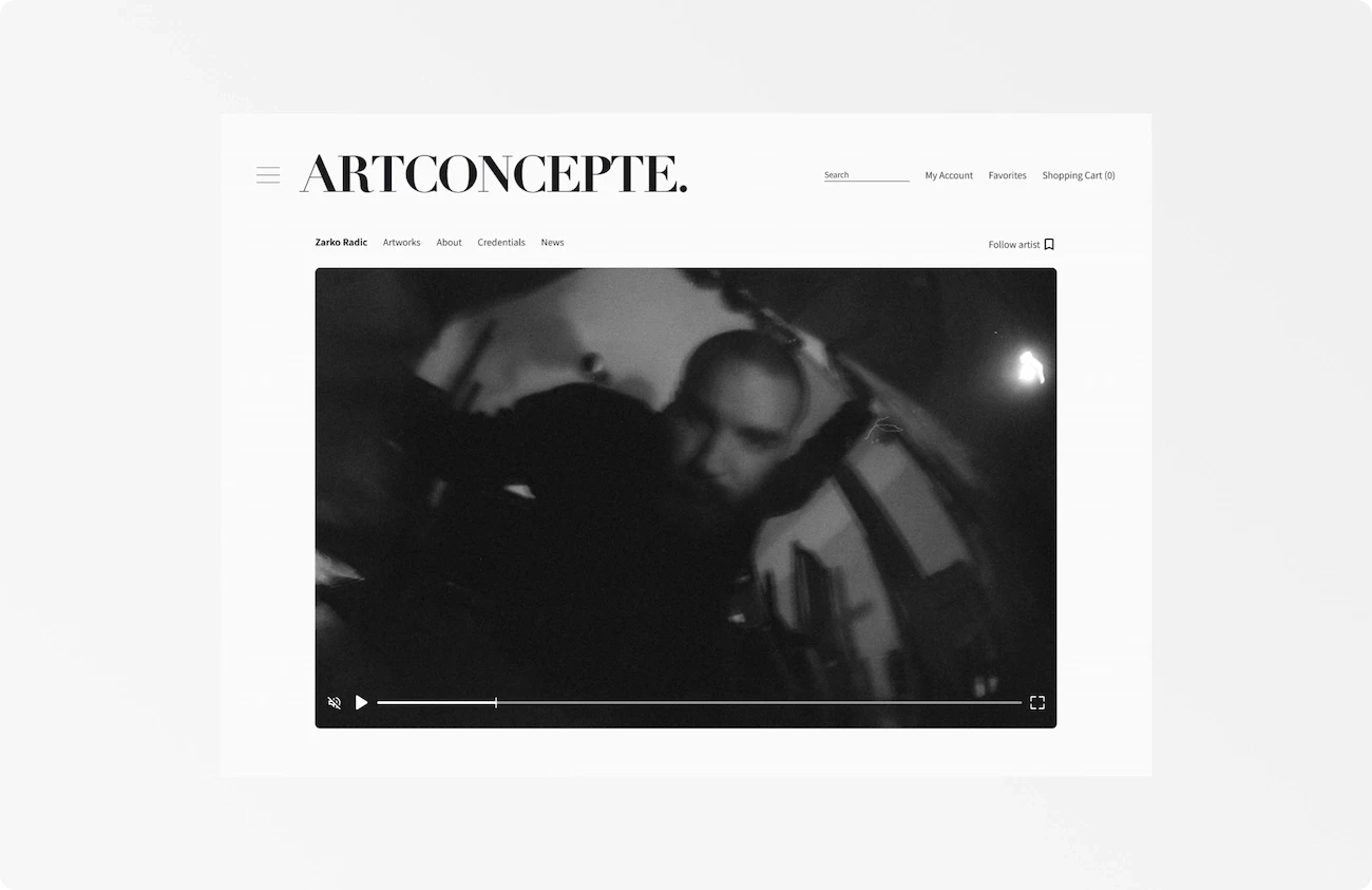 Die Künstlerdetailseite von Artconcepte.