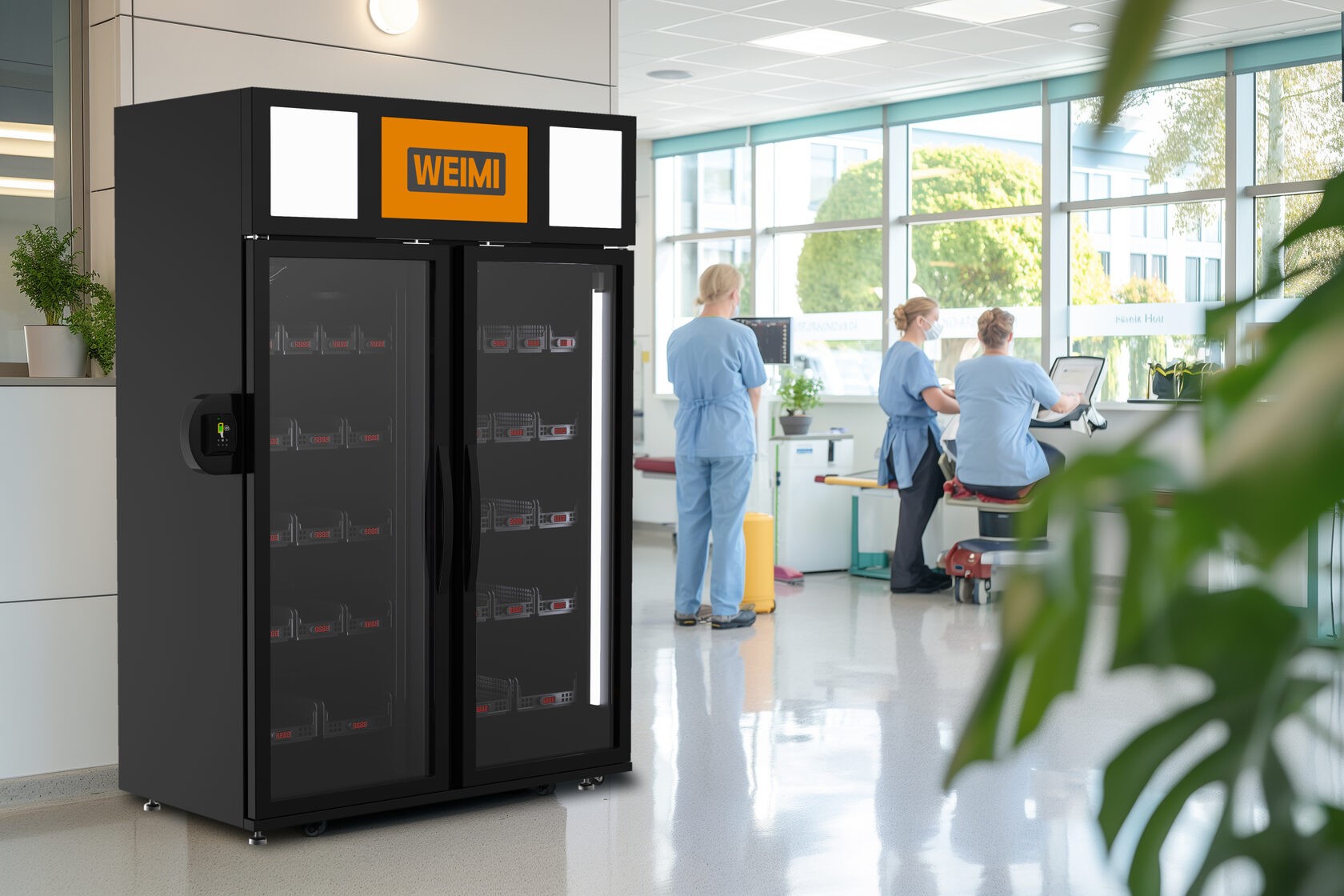 WEIMI viedais tirdzniecības ledusskapis slimnīcas vidē ar attālinātas pārvaldības un uzraudzības iespējām