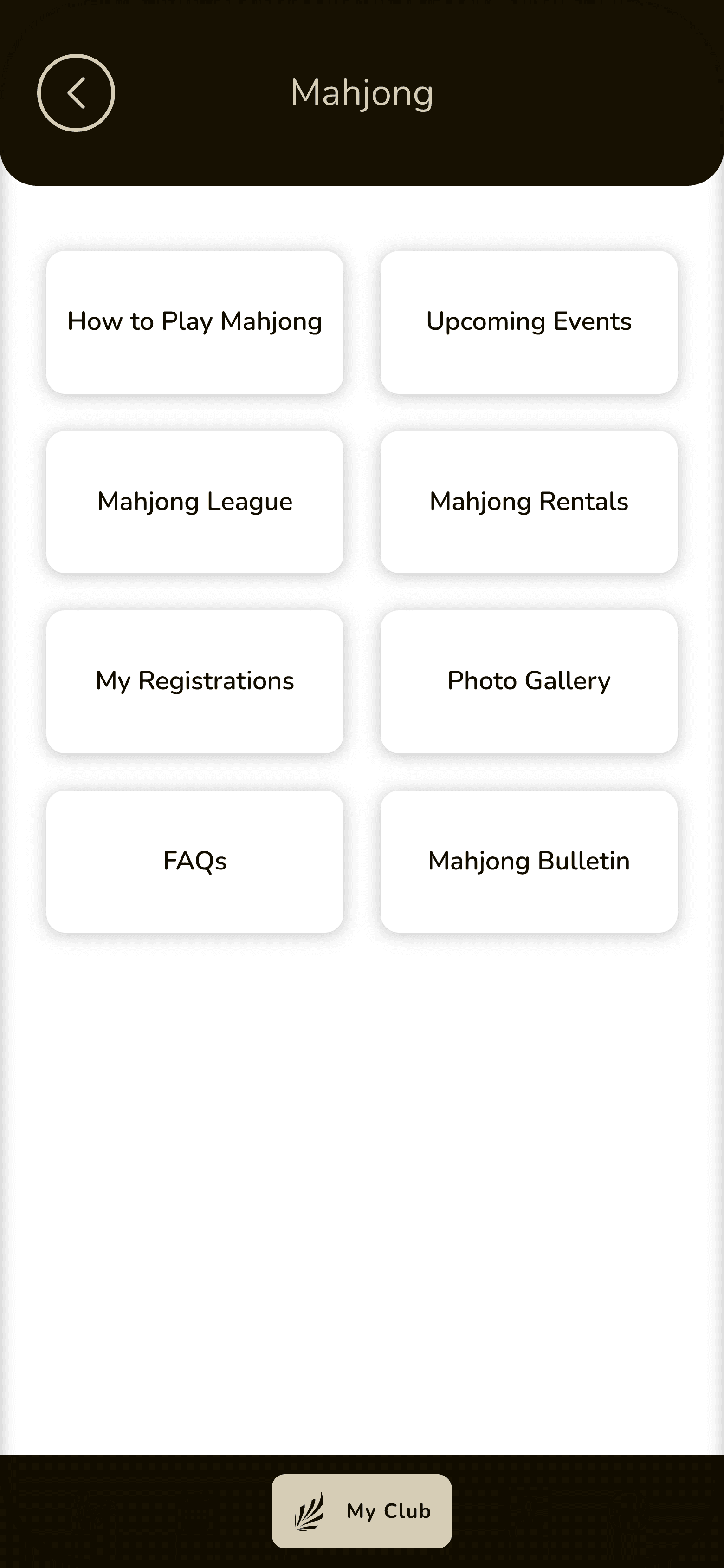ForeTees club calendar widget on the ClubCentral app on a mobile device
