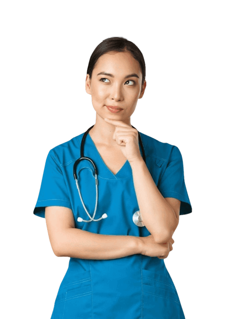 A female healthcare professional in a scrub suit smiling for the camera.