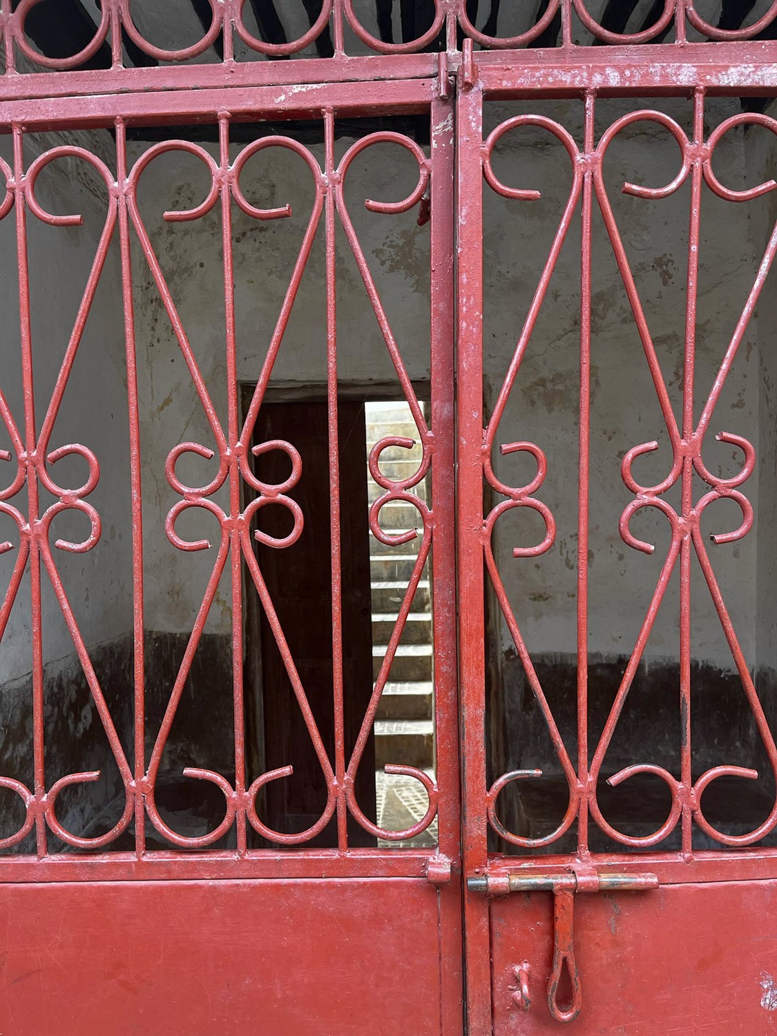 Red iron gate.