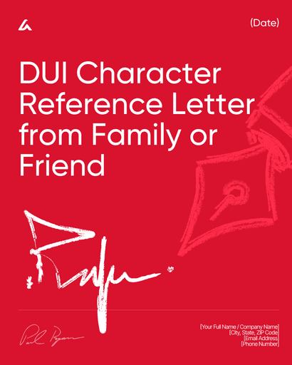 DUI Character Reference Letter from Family or Friend