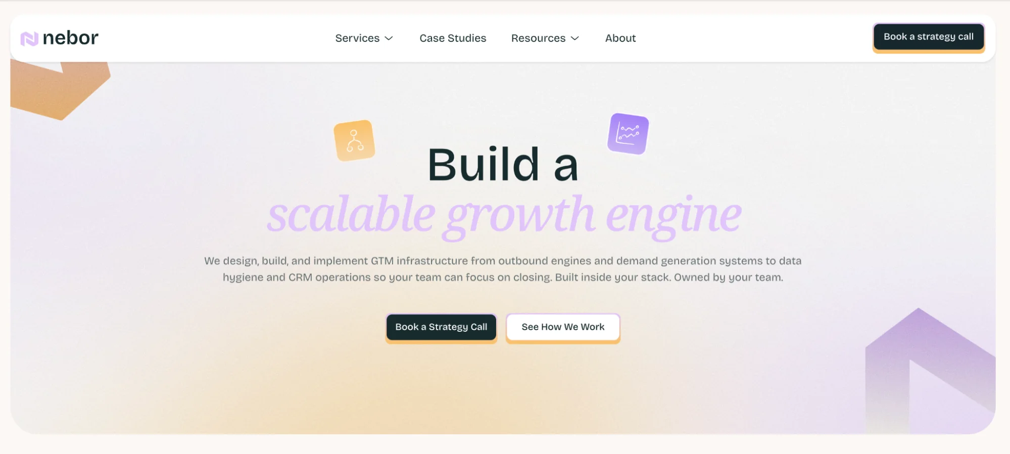 Nebor homepage: B2B GTM systems and sales automation agency