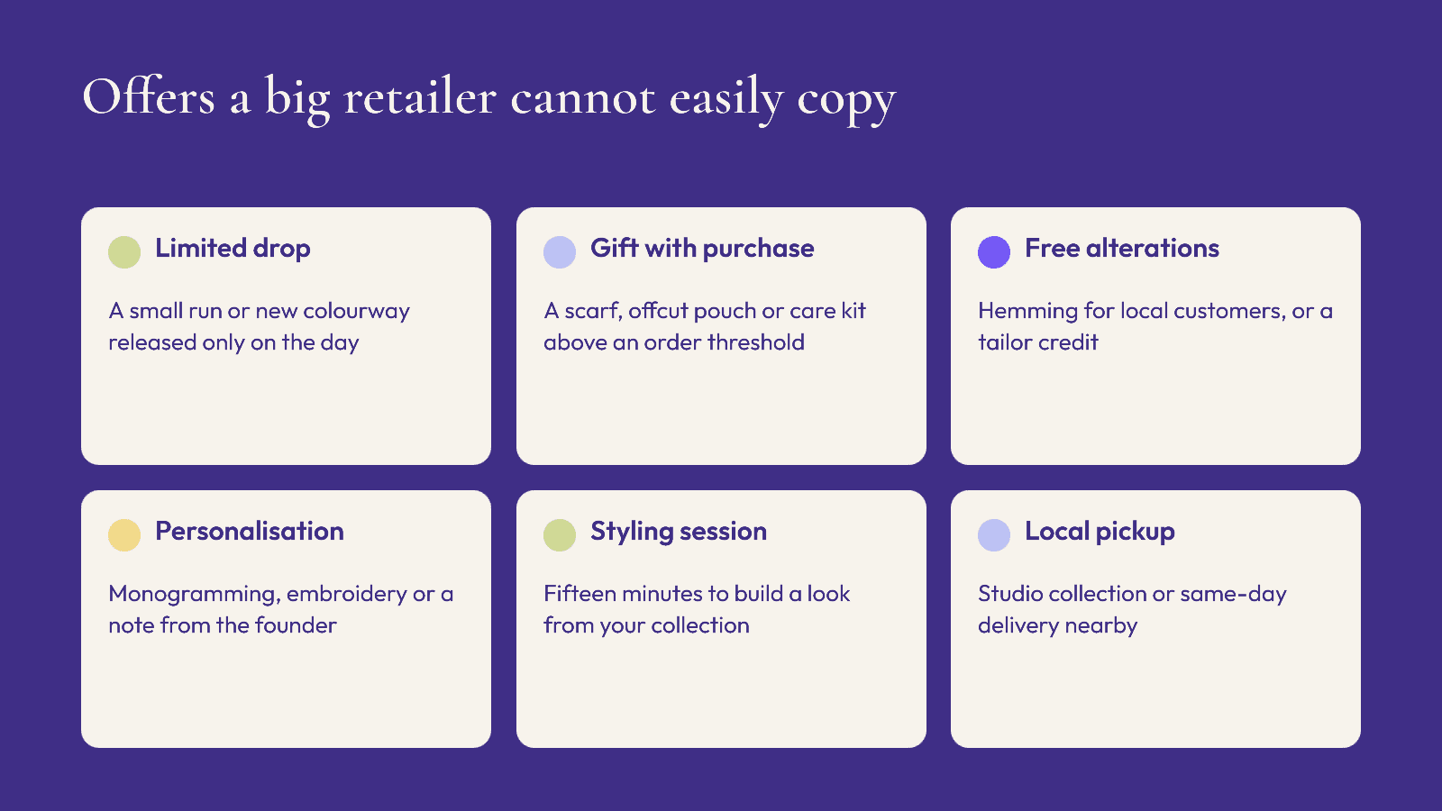 Six non-discount offer ideas for independent fashion brands on Small Business Saturday