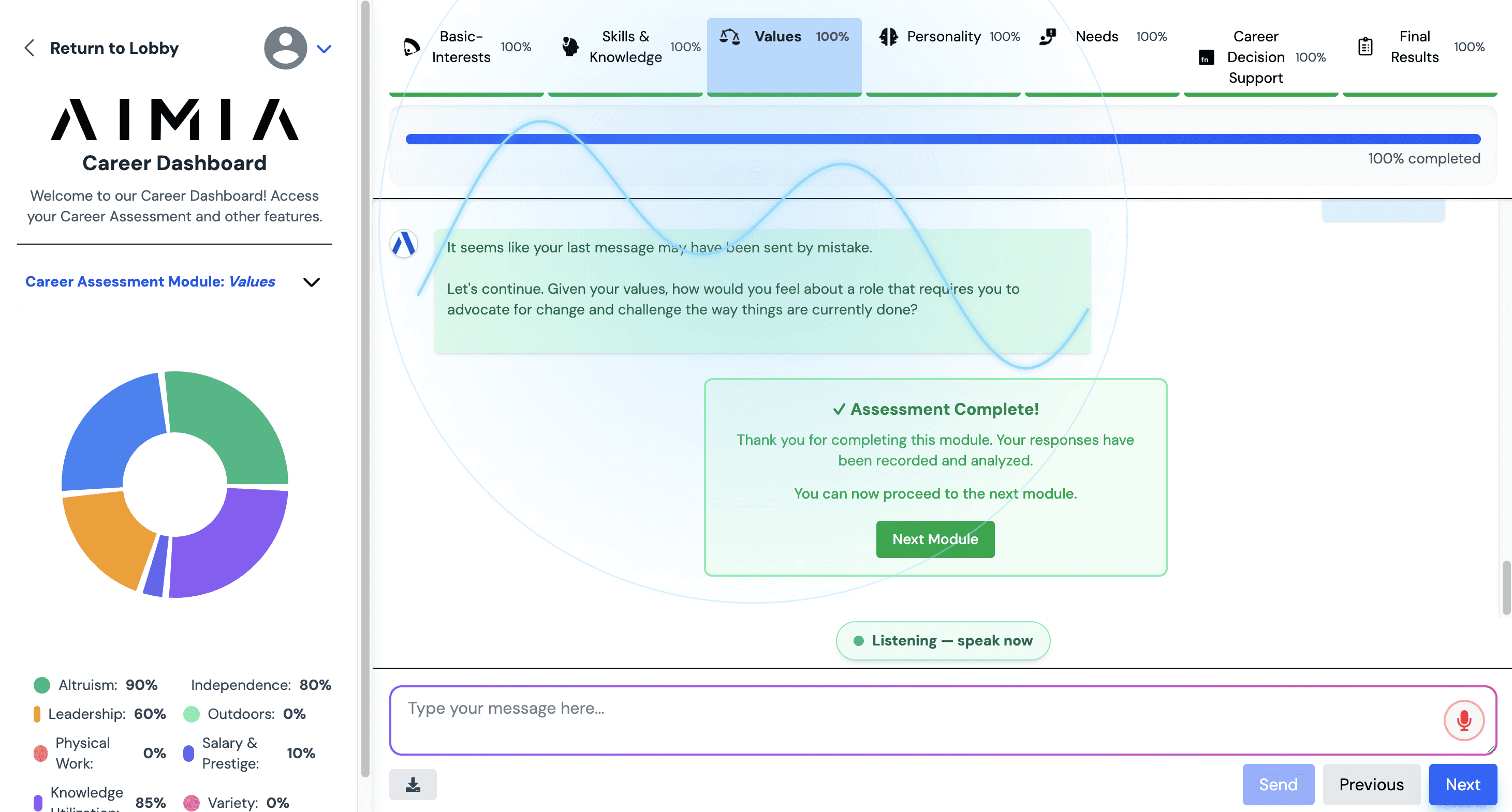 AIMIA case study image — Voice mode