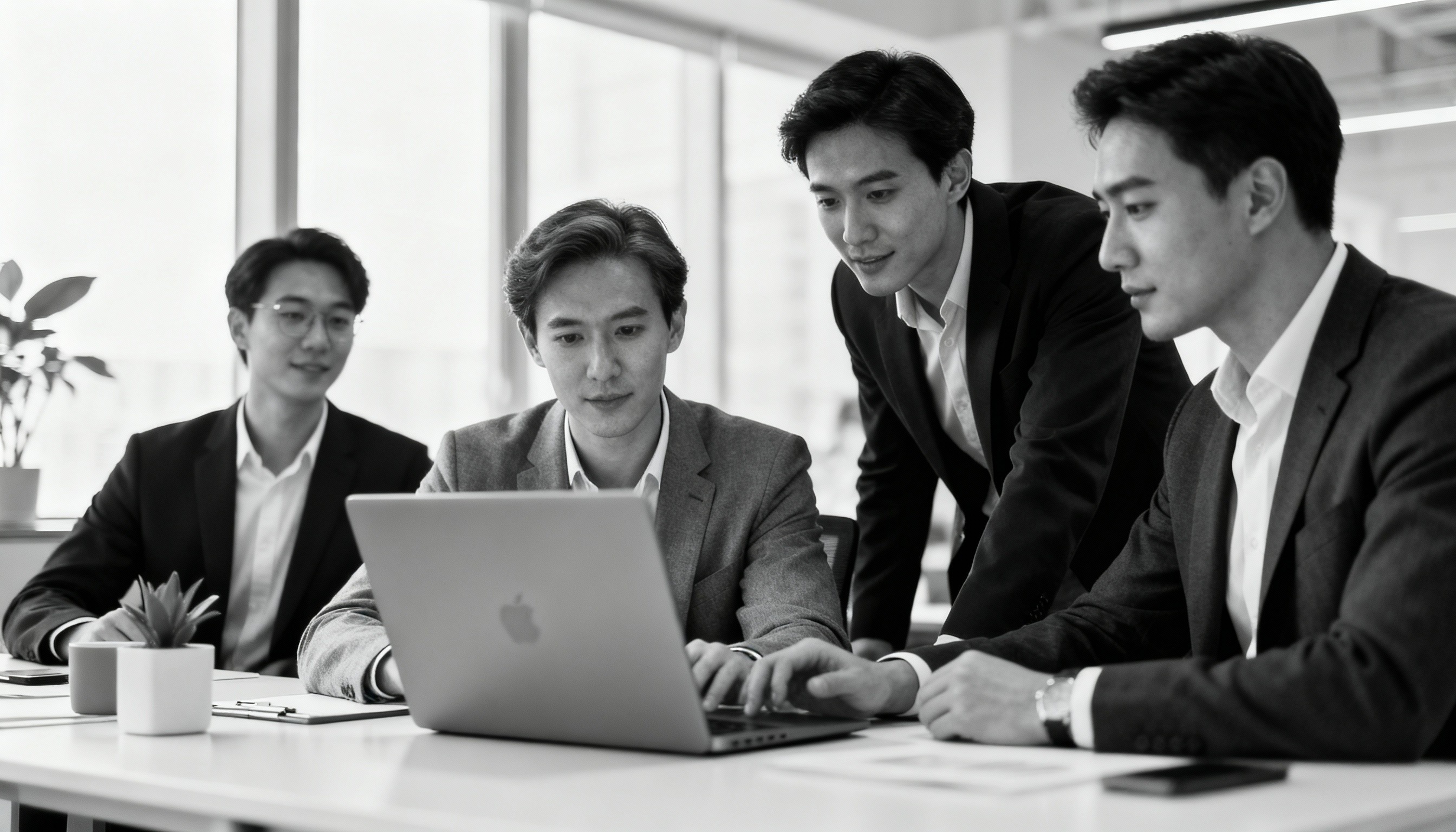Group of men standing with Sufboard