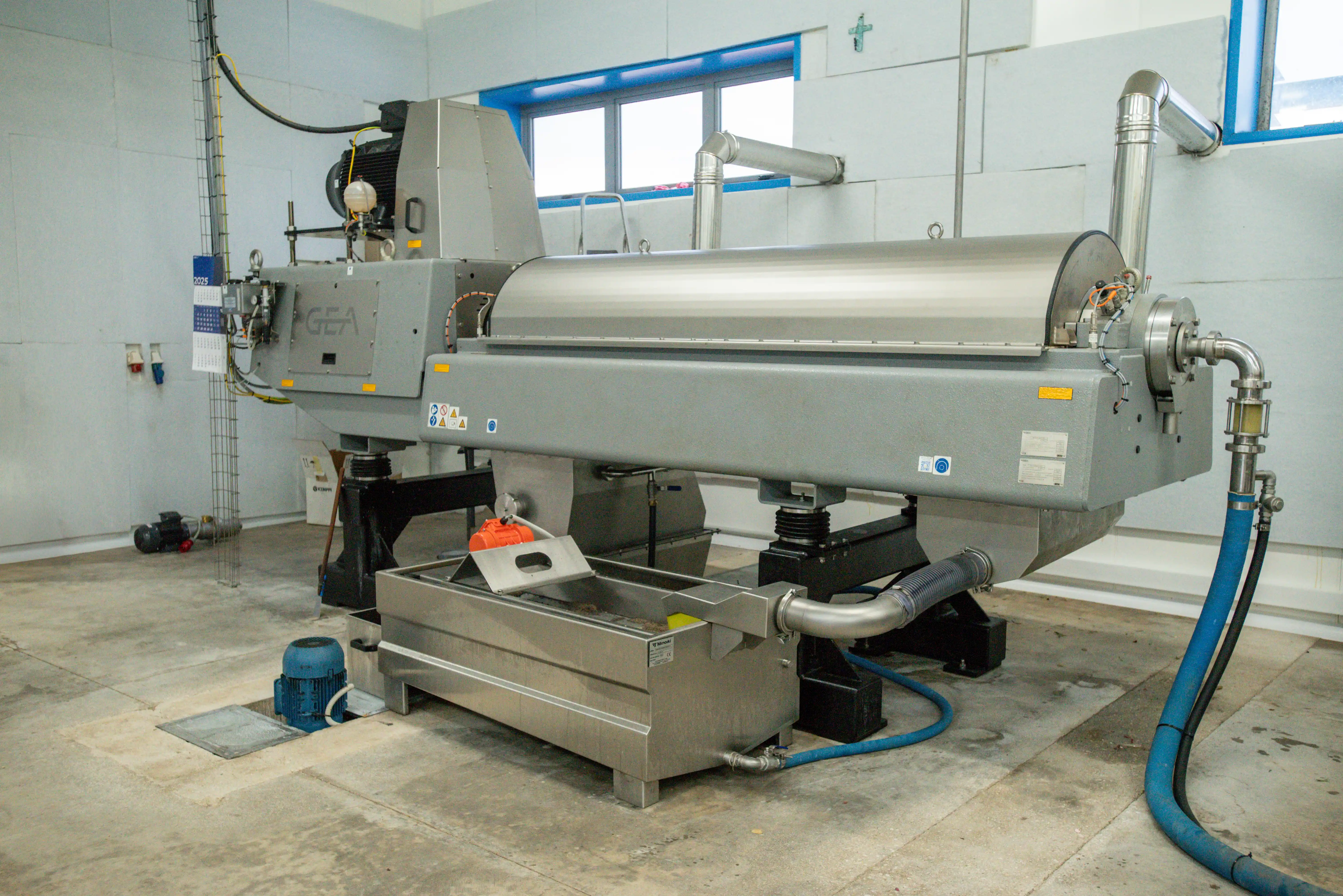 State-of-the-art GEA decanter for extra virgin olive oil extraction at Fountas mill in Filiatra, Messenia.