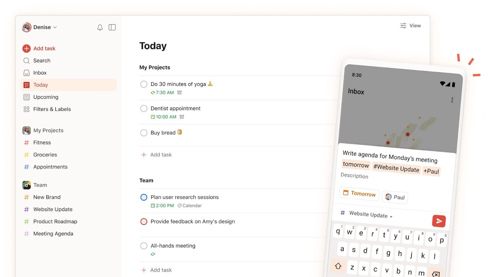 Todoist's natural language feature for task management