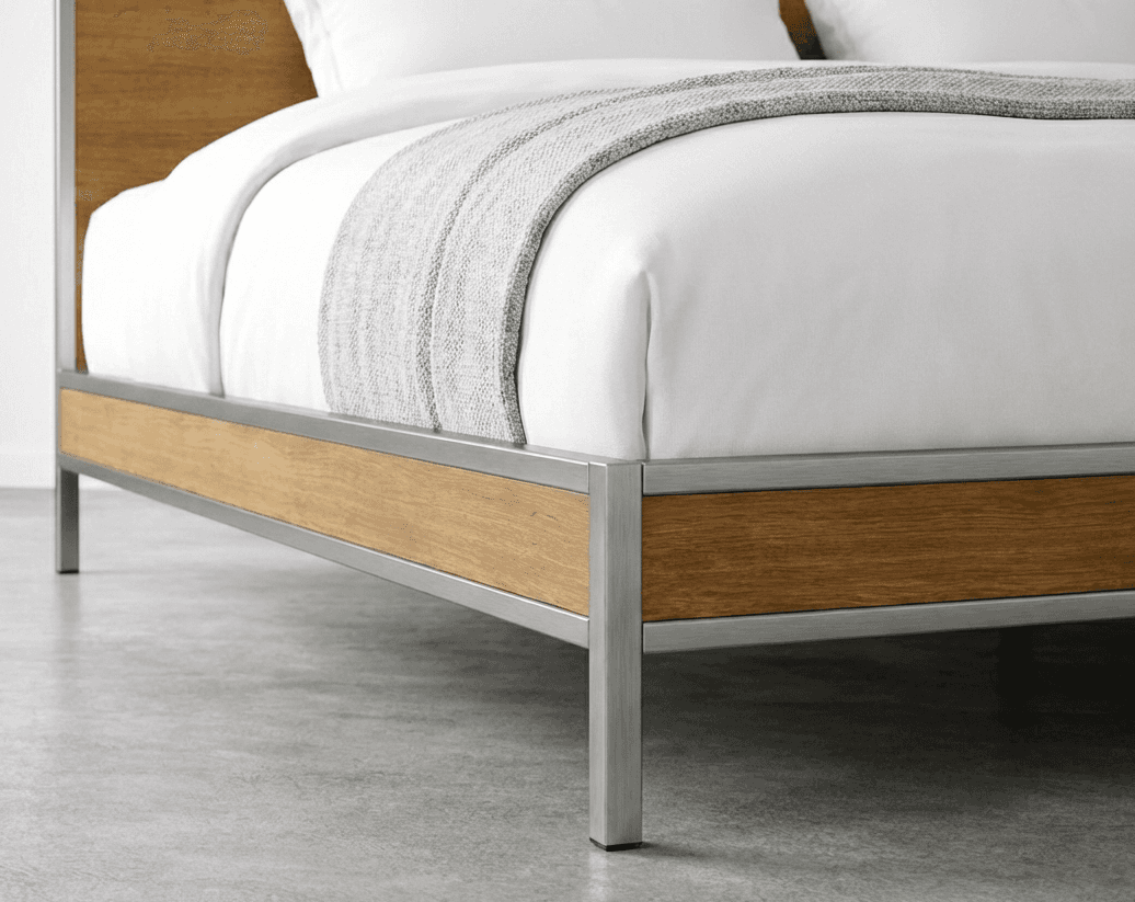 Close up look for Drom bed frame. 