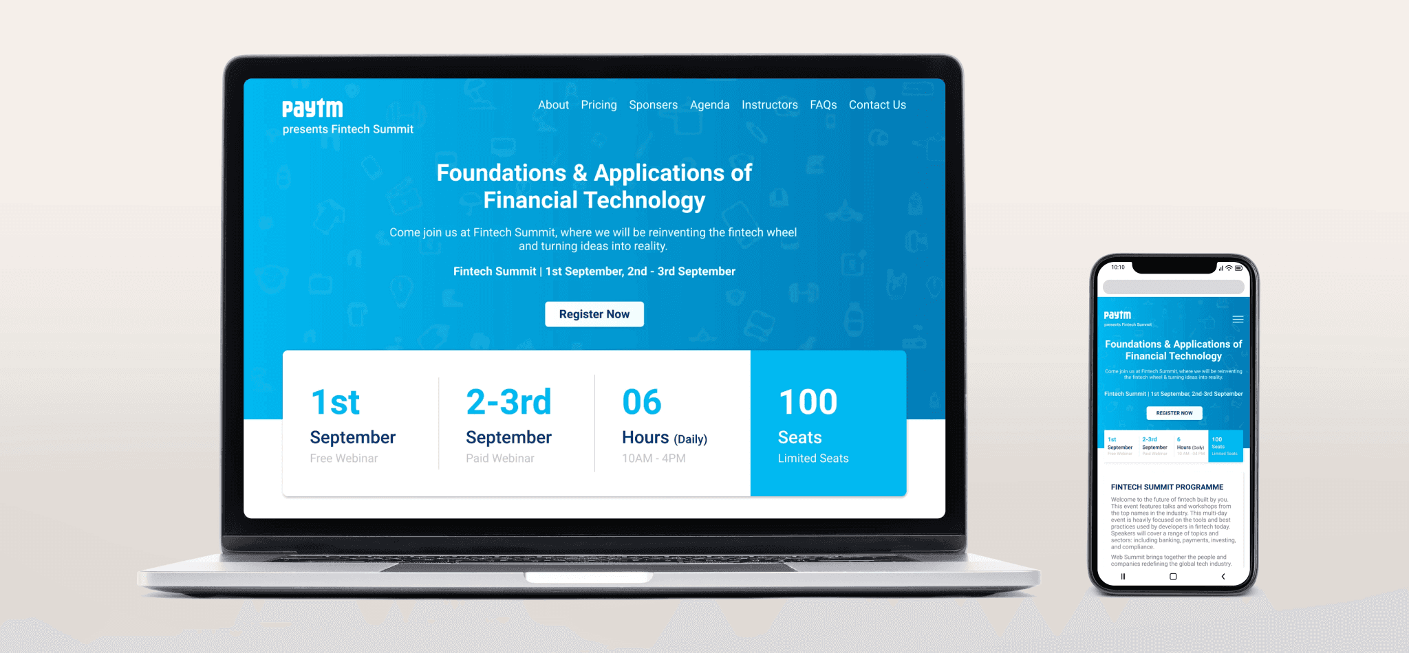 Mockup of landing page on Desktop and Mobile