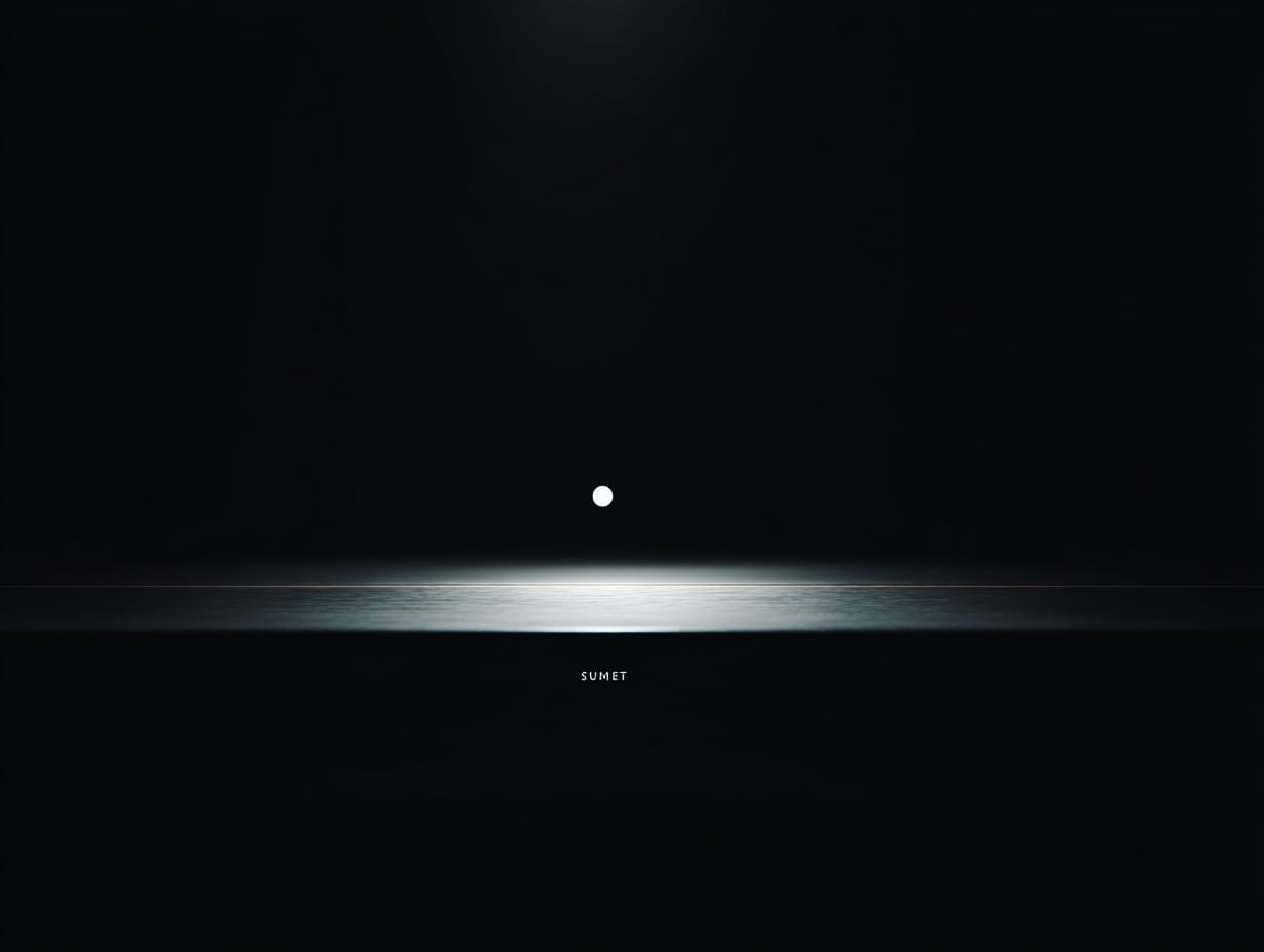 A minimal close-up of a blank digital screen with a single blinking cursor in the center.