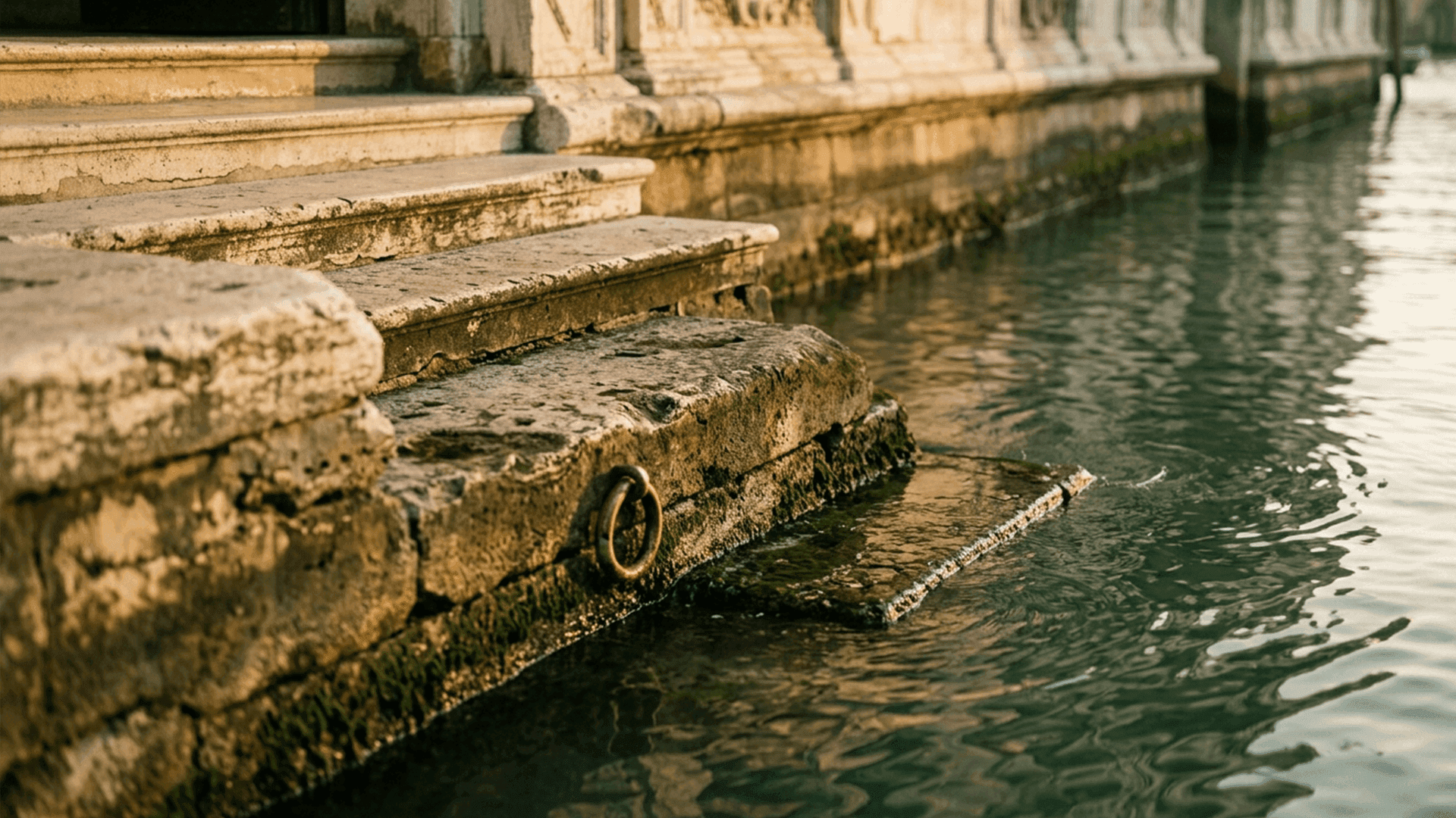 Детали набережной Венеции у воды — маршрут экскурсии по Гранд-каналу