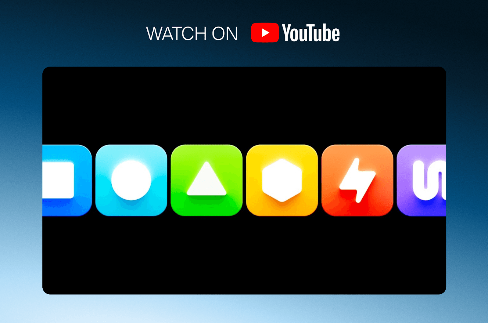 YouTube-Video-Thumbnail mit bunten Formsymbolen, Demo der erweiterten Vektorbearbeitung und Animation in Framer