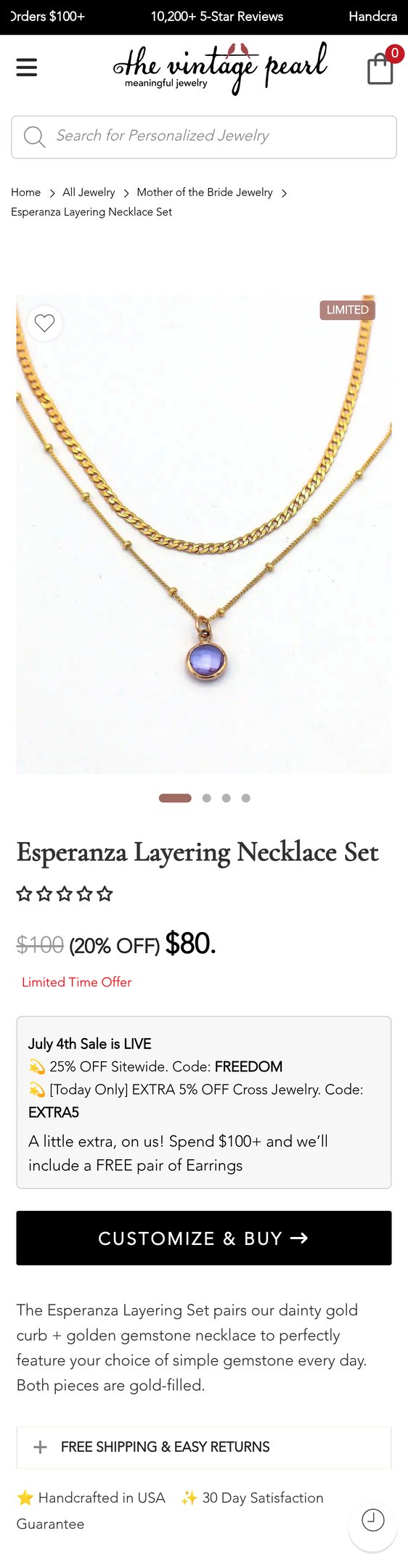 Jewelry product options include: necklace for Esperanza Layering Necklace Set from The Vintage Pearl.