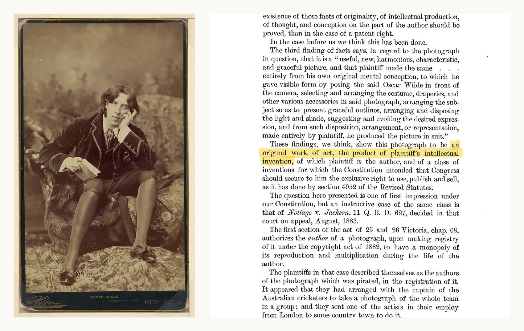 The exhibit and the holding, Burrow-Giles v. Sarony