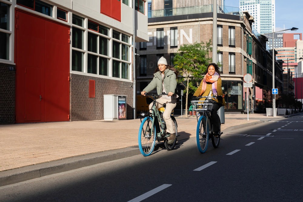 two people on a bike