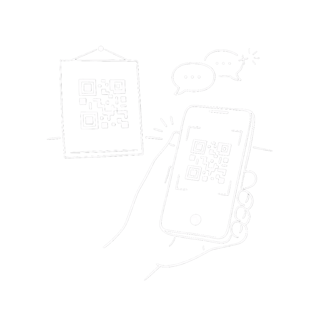 Phone scanning a QR code to start an AI-powered customer chat instantly.