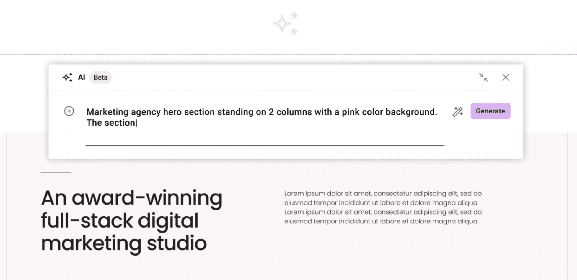 Showcase of AI generated web creation