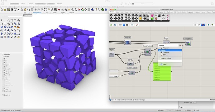 Rhino 3D is pretty cool because it offers the option for a rendered display mode in the viewport. Sure, using that mode is significantly more taxing than the regular shaded display mode, but it provides a way to quickly preview a scene or model without having to wait several minutes (or even hours!) for a full render to complete.