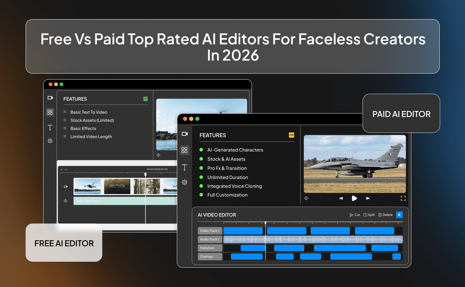 Free vs paid top rated AI editors for faceless creators in 2026
