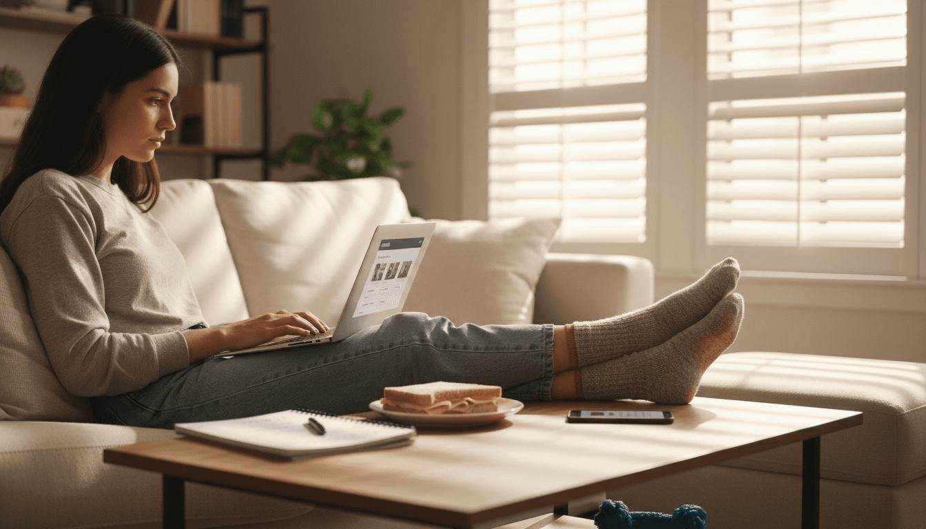 User explores localized app on laptop