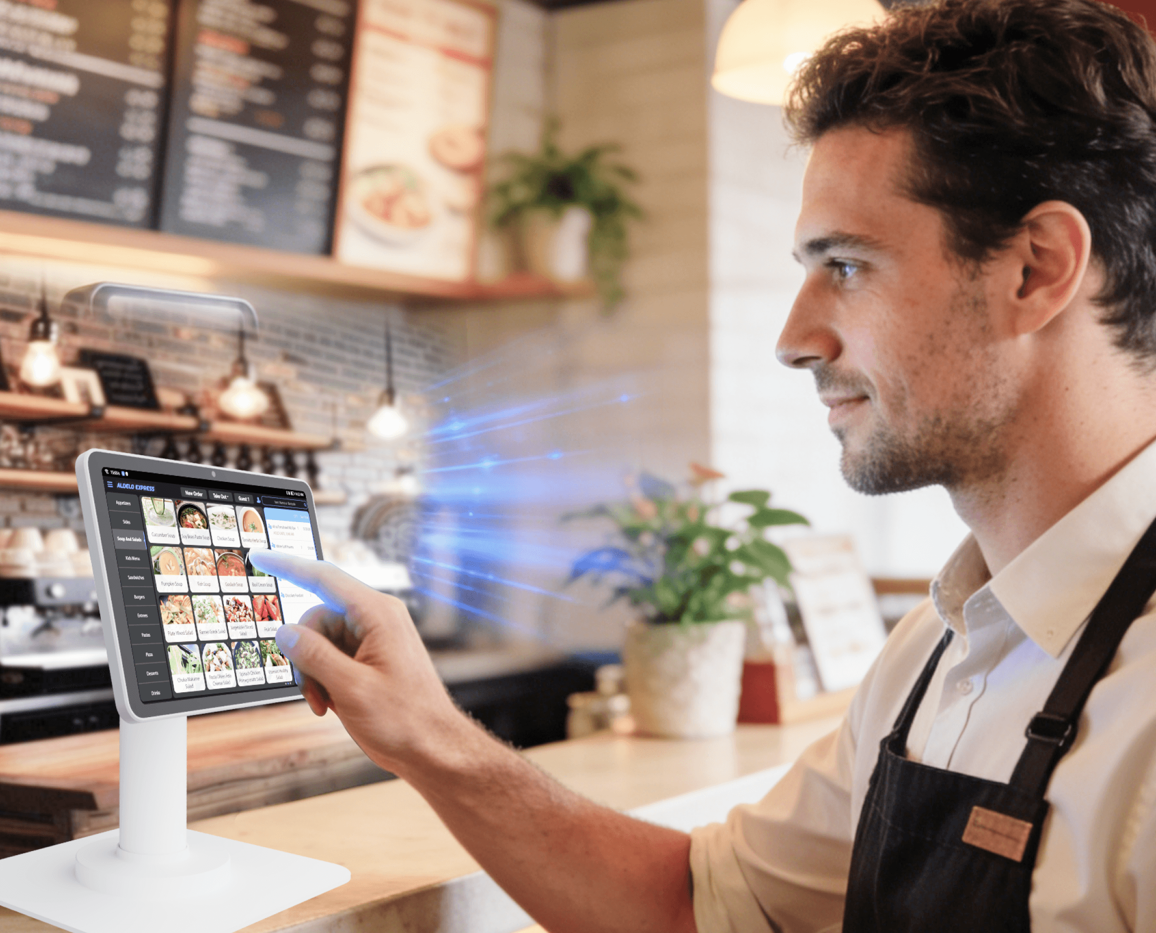 Aldelo AI staff are using devices to scan faces.