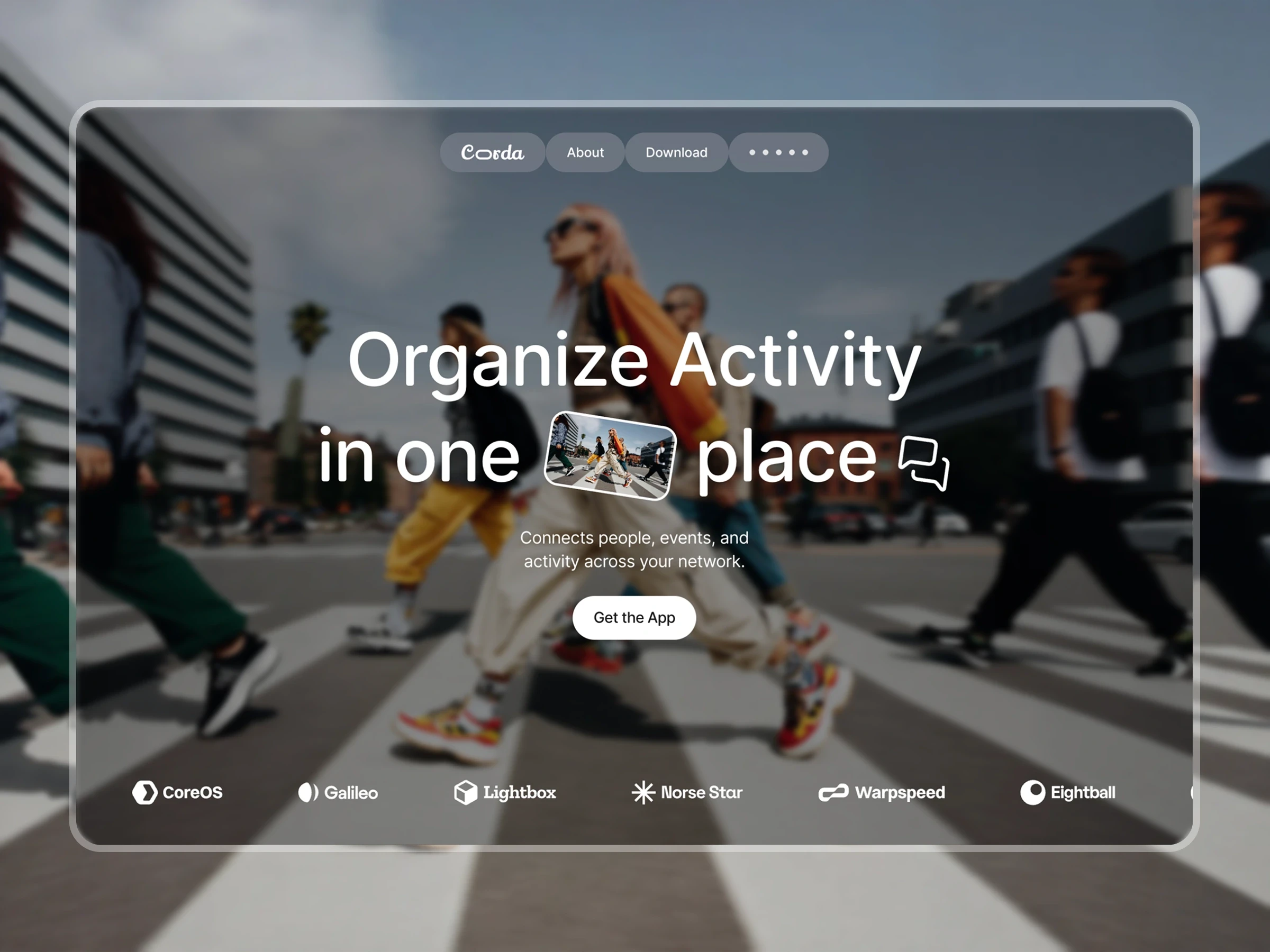 Coorda community app Framer template hero section with lifestyle photography and mobile app CTA