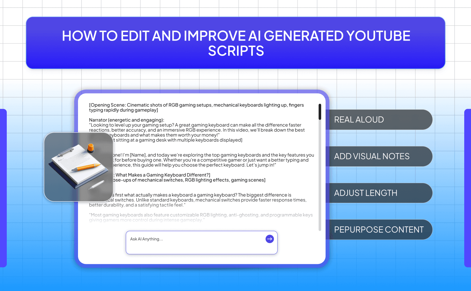 How to edit and improve AI generated Youtube scripts