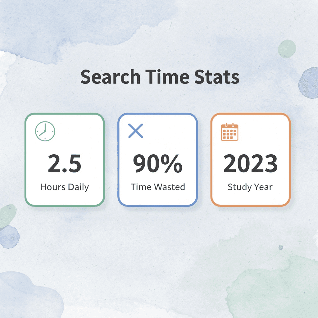 Statistics showing daily search time and waste