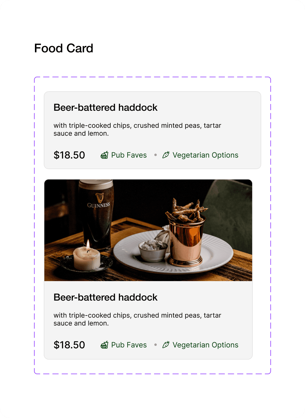 Pubhub food card component