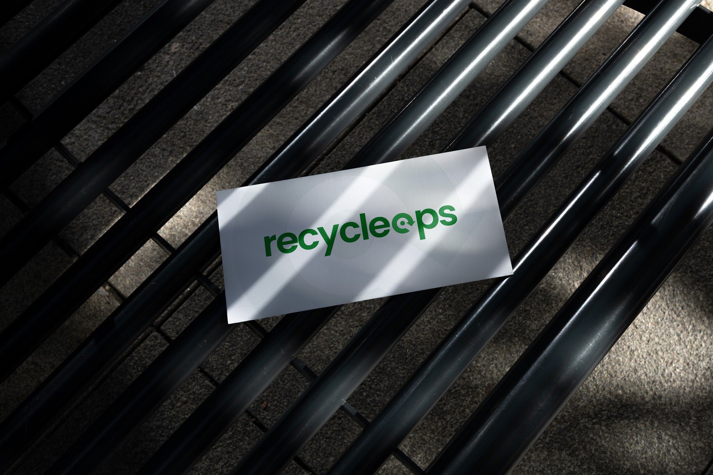 Recycleops logo on white card