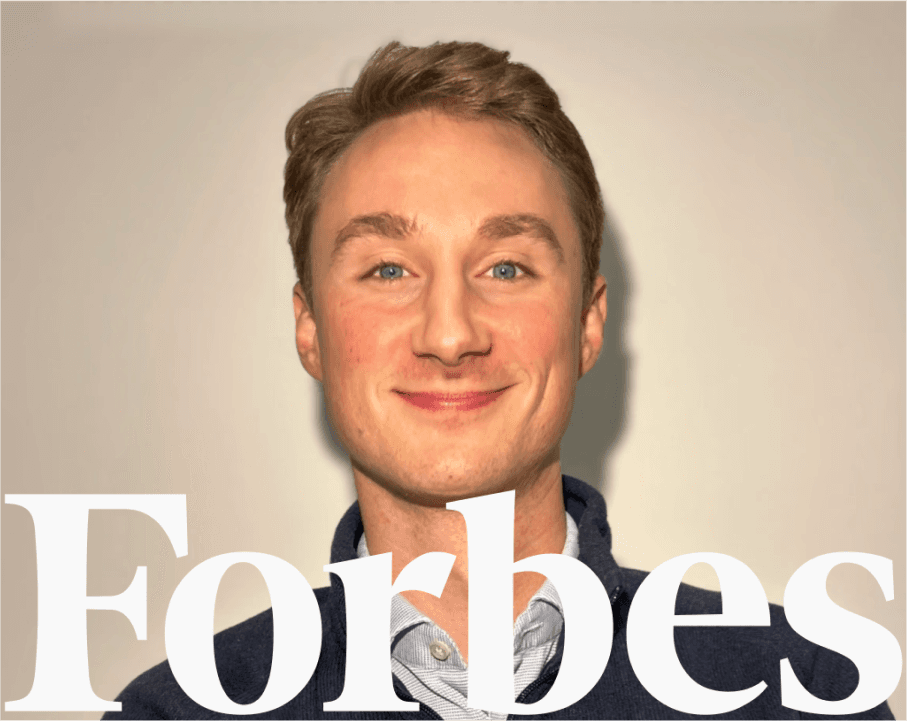 Man on yellow background with title forbes