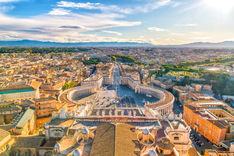Aerial view over St. Peter’s Square in Rome
