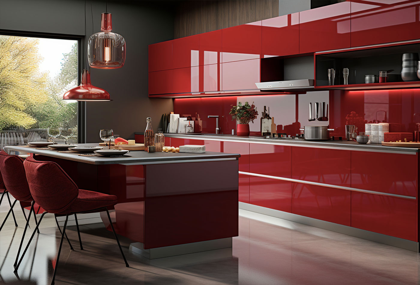 Melamina Alto Brillo Claret Red |  Tablero MDF, 18 MM,