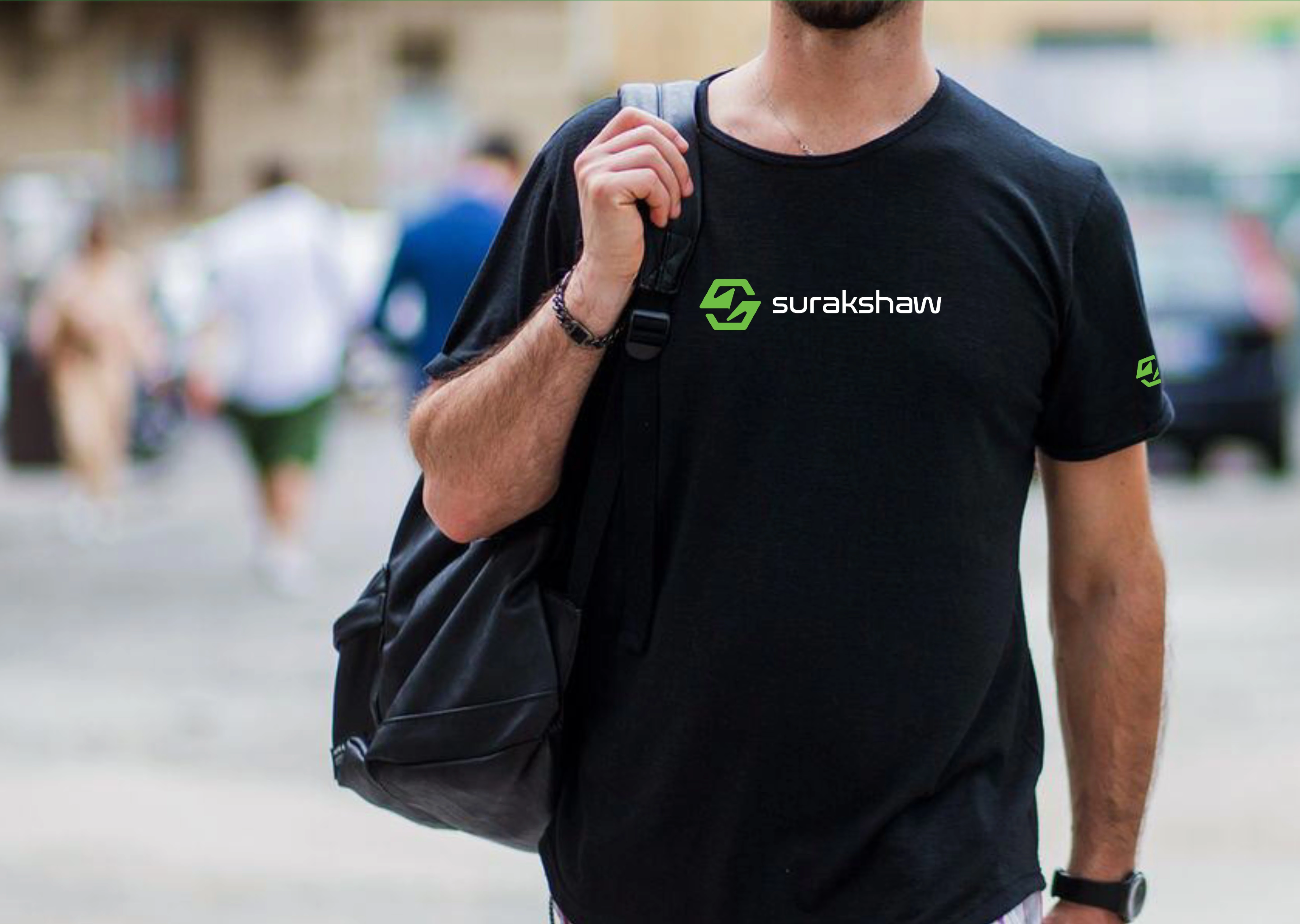 Surakshaw logo on a tshirt