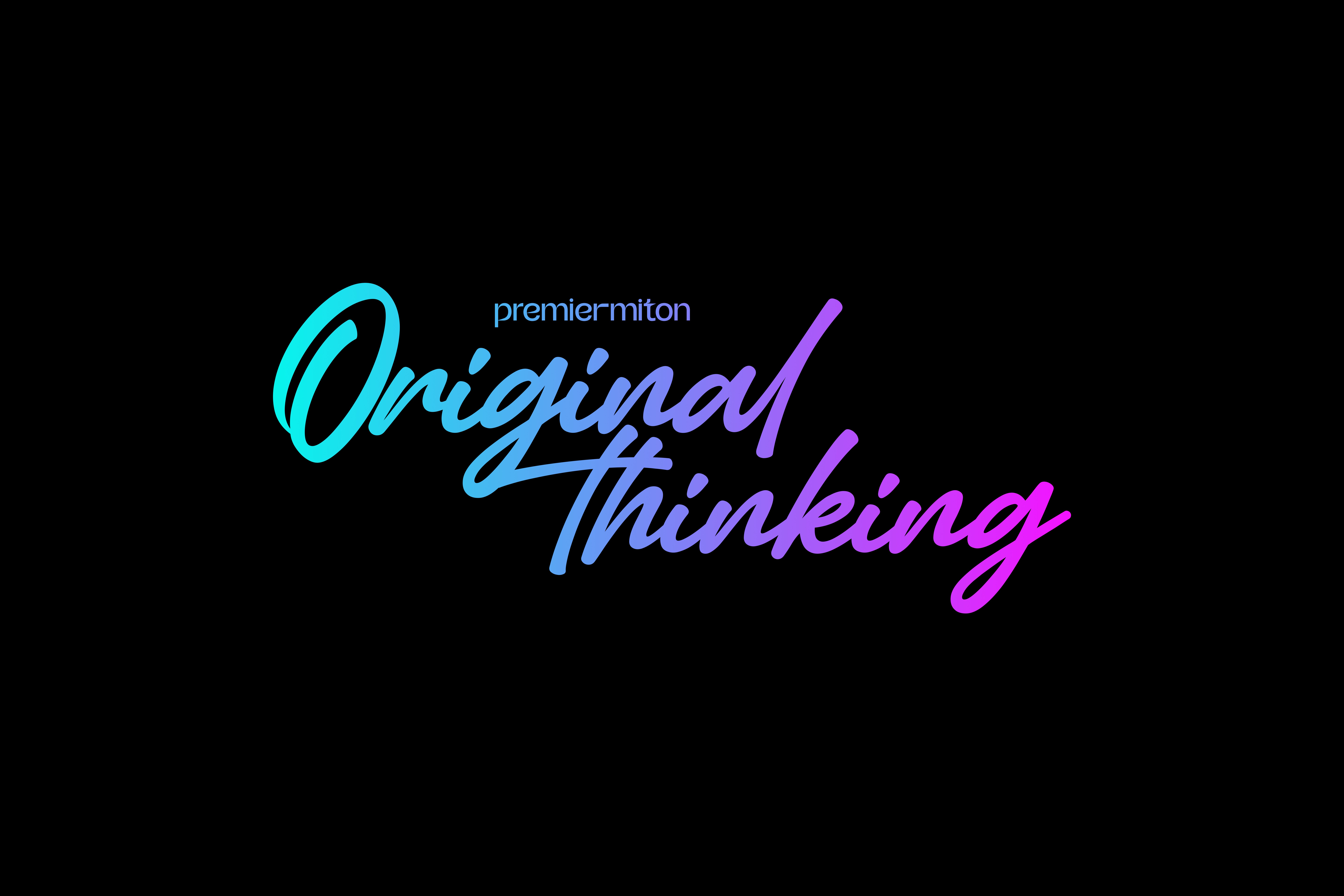 Large image showcasing the Premier Miton Logotype and tagline 'Original Thinking' in vibrant gradient colours.