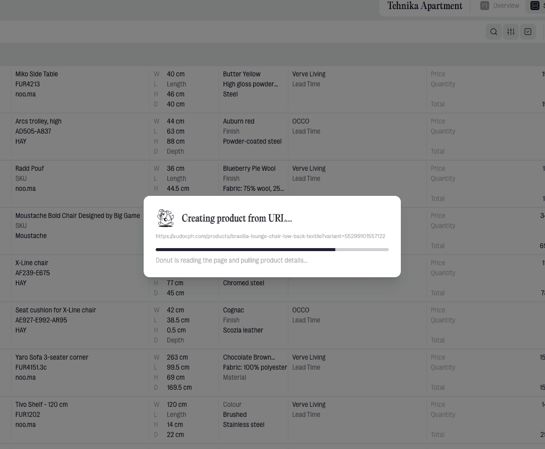 Product Clipper workspace context in thesheet