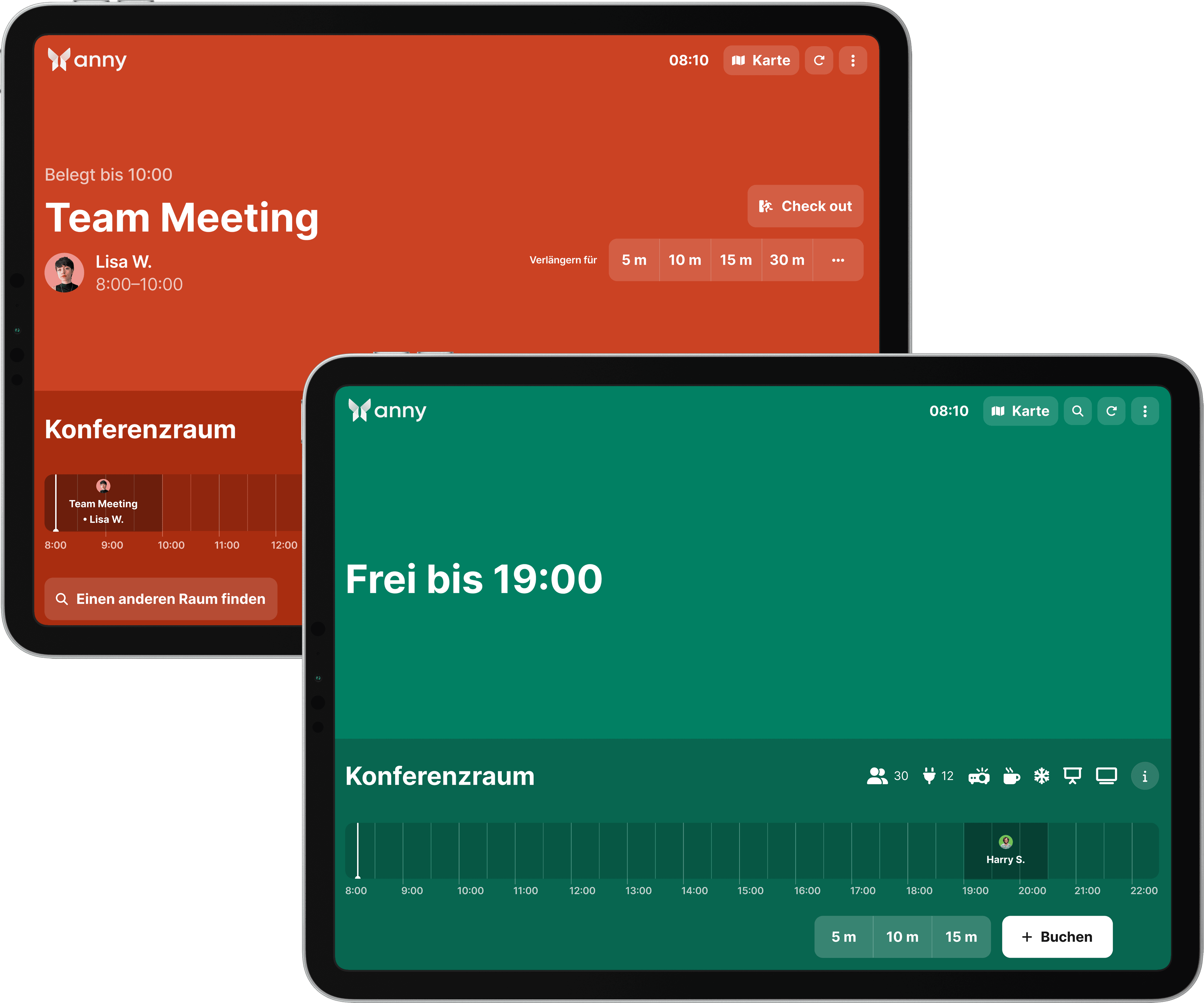 anny Display App zeigt an, ob ein Raum frei oder belegt ist